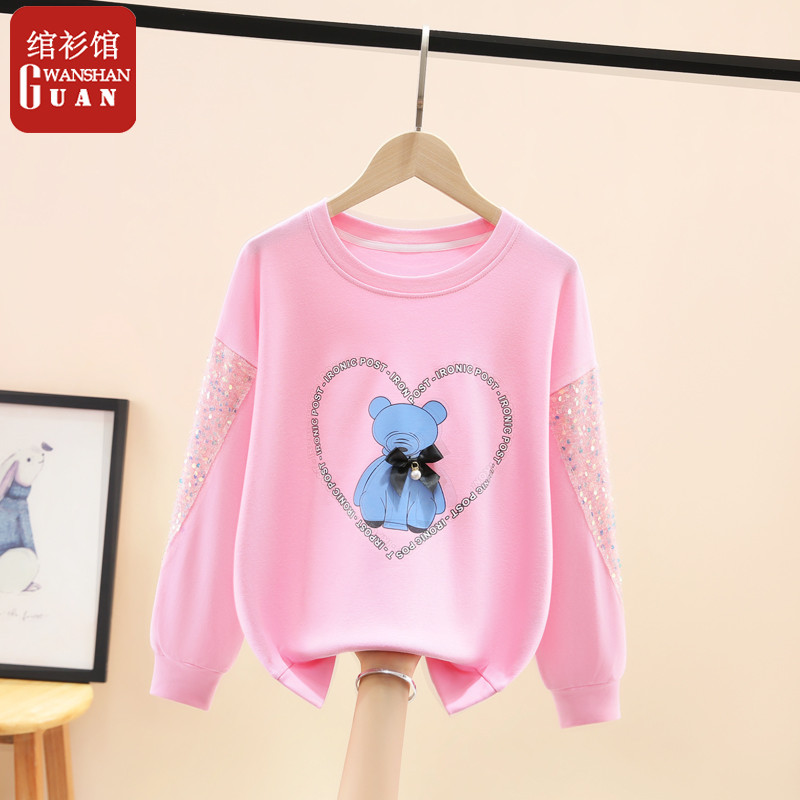 Primavera novo estilo de manga comprida moletom meninas camiseta meninas estilo ocidental rosa 2026 estudantes médio gra