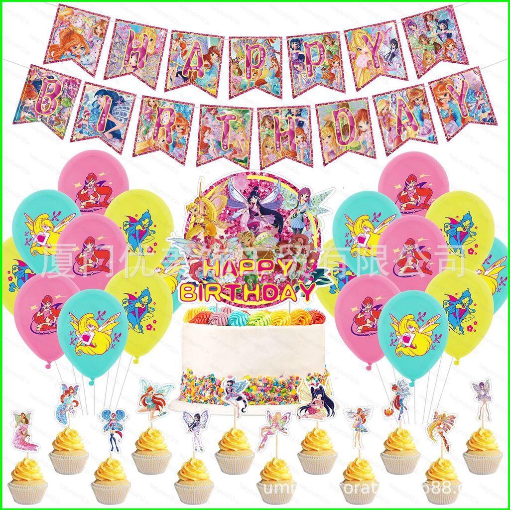 BB12 WINX CLUB Tema Crianças Decorações De Festa De Aniversário banner Bolo topper Balões Conjunto Suprimentos BB12