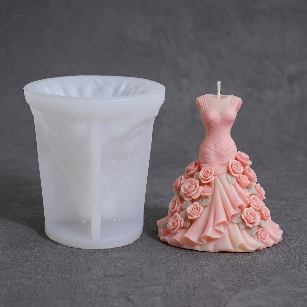Molde De Silicone Em Forma De Vestido 3D Para Gesso De Vela Perfumada DIY Artesanato Decoração De Casa