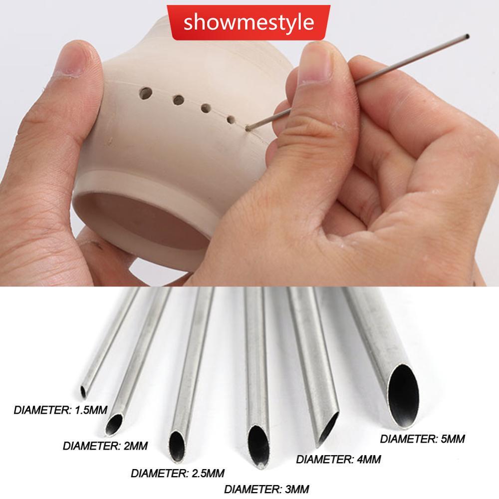 SMS 6 Pçs/set Furador De Aço Inoxidável Para Cerâmica Argila Holing Escultura Corte Puching Ferramentas Pote Vaso Ferram