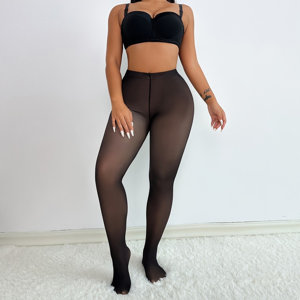 Meia Calça Legging Translúcidas Quentes Falsas Meia Grossa Peluciada Transparentes