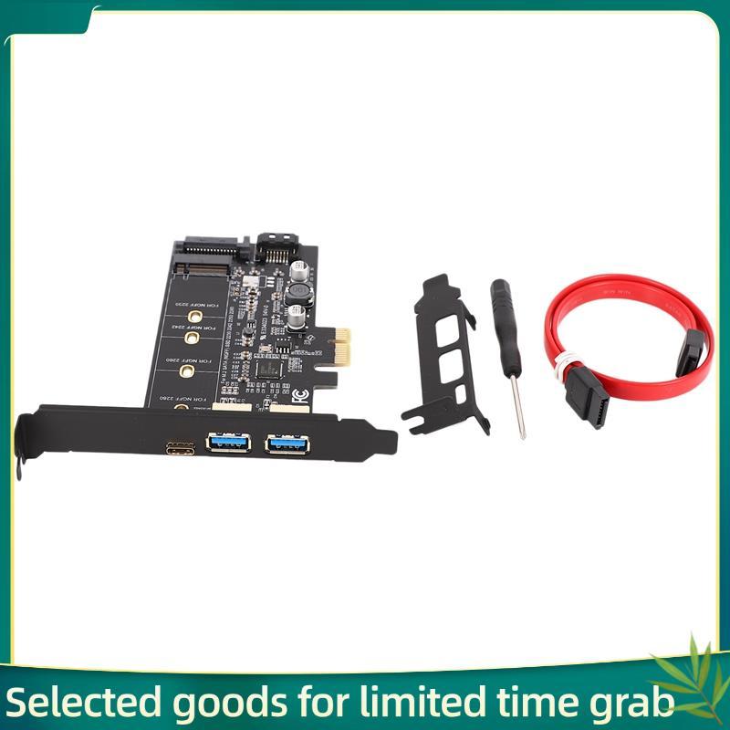 jerry99 Adaptador Dual USB3.0 E Type-C M . 2 PCIe M2 SSD SATA B Key Para PCI-Controller Converter Riser Card 2280 2260 2