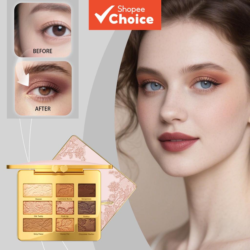 Paleta de sombras de 9 cores AMZ, paleta multifuncional tudo-em-um, essencial para maquiagem diária dos olhos, design