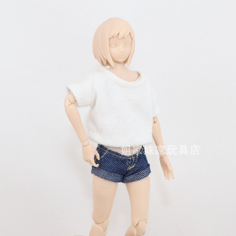 1/12 roupas de soldado roupas de bebê 20cm máquina menina meia-encapsulado borracha corpo feminino Denim calças quentes
