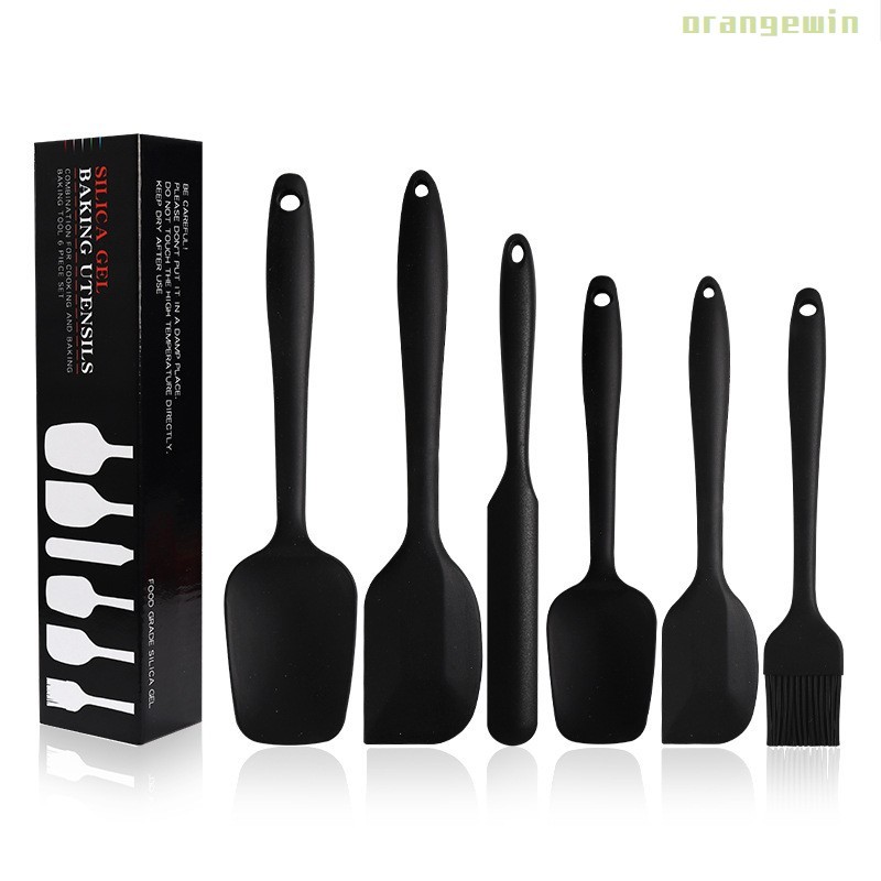 Conjunto De Utensílios De Cozimento De Silicone De 6 Peças-Espátula De Bolo , Creme , Facas De Mistura , Escova De Óleo