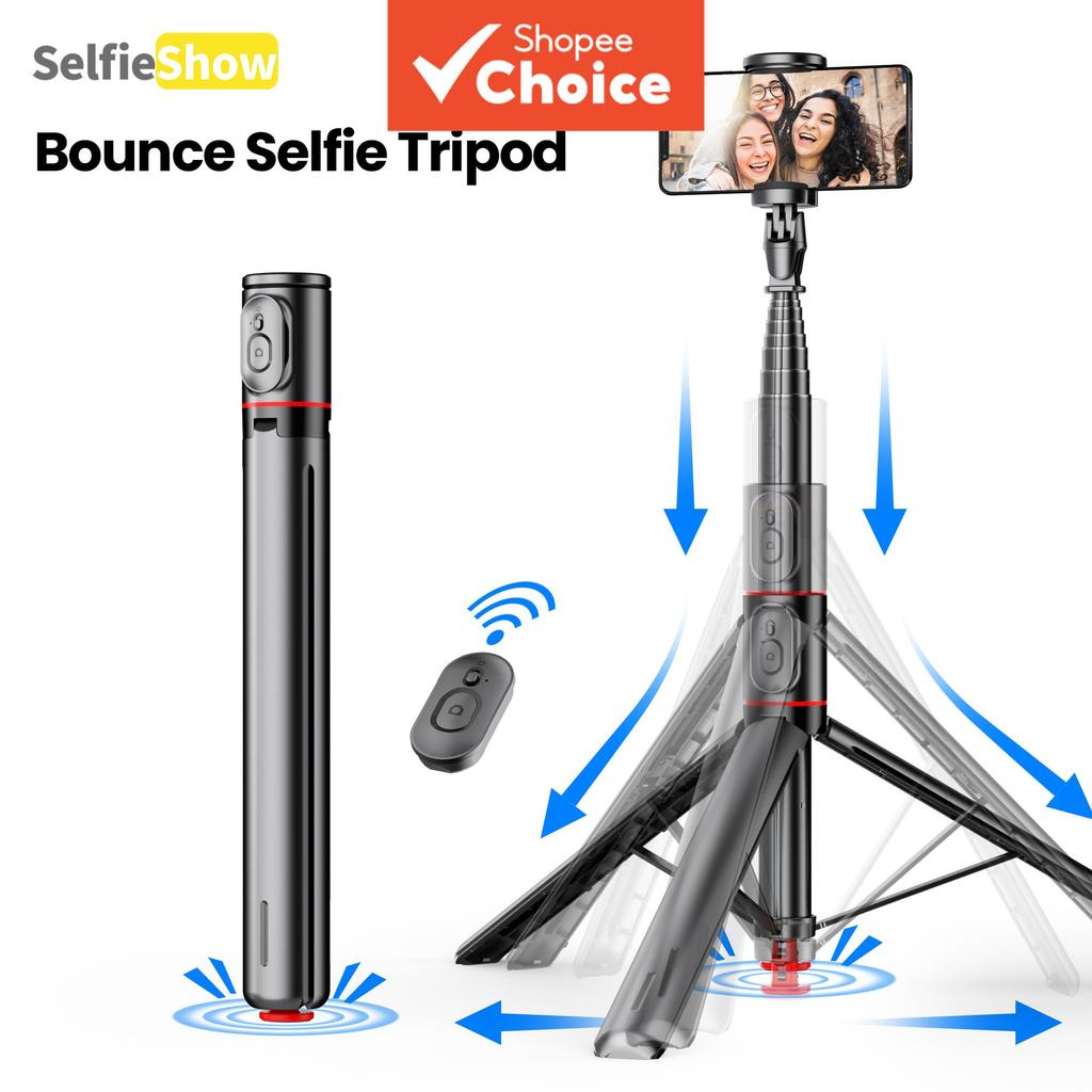 Tripé de smartphone tudo-em-um com suporte automático pop-up e bastão de selfie magnético Bluetooth, ideal para selfies