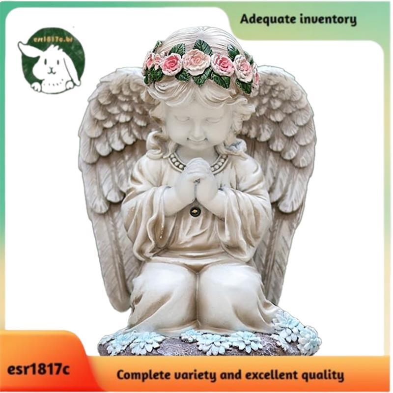 Luzes De Estátuas Ao Ar Livre De Jardim Movidas A Energia Solar , Estatueta De Anjo De Resina Para Pátio , Varanda , Qui