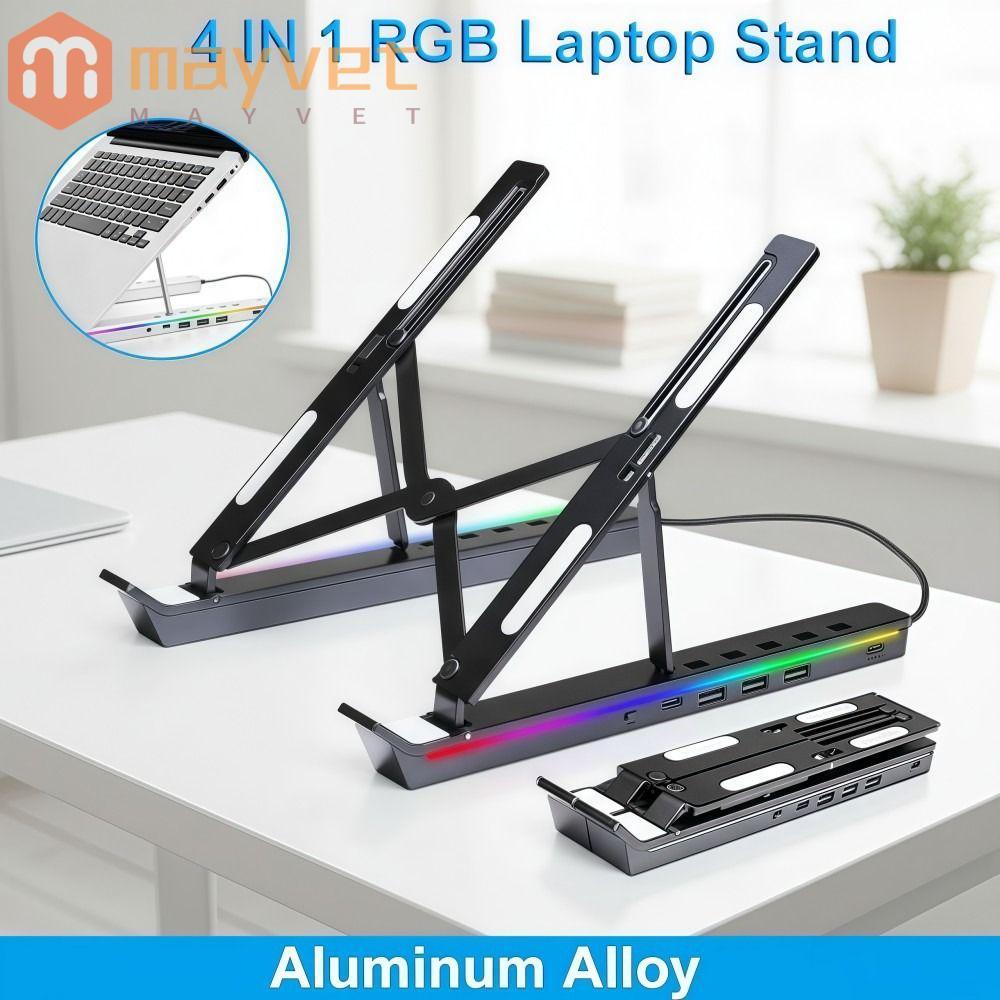 Suporte Para Laptop MAYVET , Estação De Acoplamento USB 4 Em 1 De Resfriamento , Dobrável Notebook Liga De Alumínio