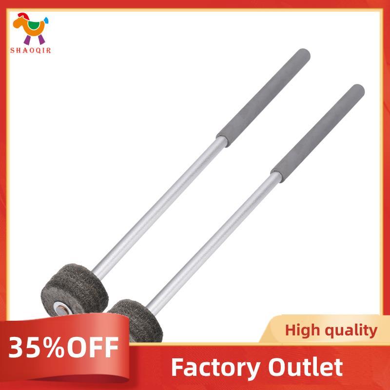 2 Pçs Tambor Mallet Cabeça De Feltro Eletrônico Baquetas Instrumento Acessórios Percussão , Prata + Cinza