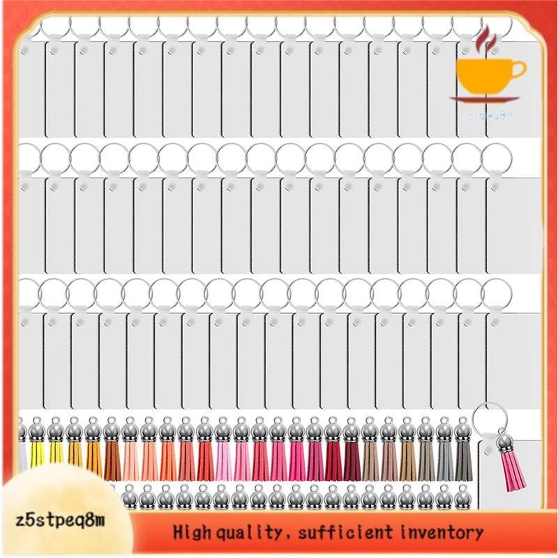 200 Pçs Sublimação Chaveiro Em Branco Conjunto Retângulo Transferência De Calor Borlas Com Chaveiros Para DIY