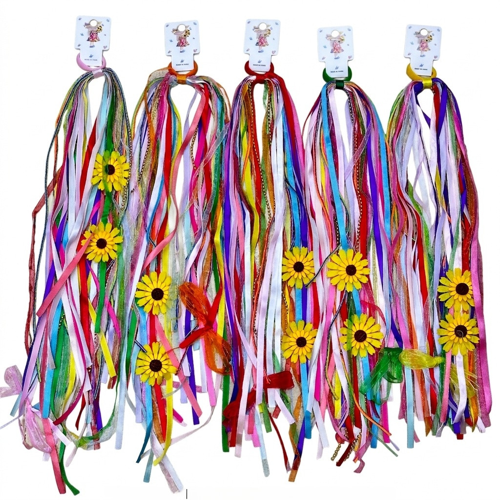 Kit 2/4/6 Xuxinhas Festa Junina Girassol Com Fitas Coloridas Longas Infantil
