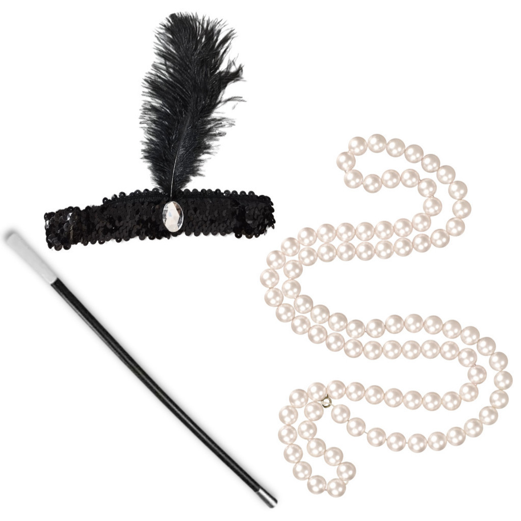 Kit 3 peças Melindrosa Tiara Piteira e Colar Elegante
