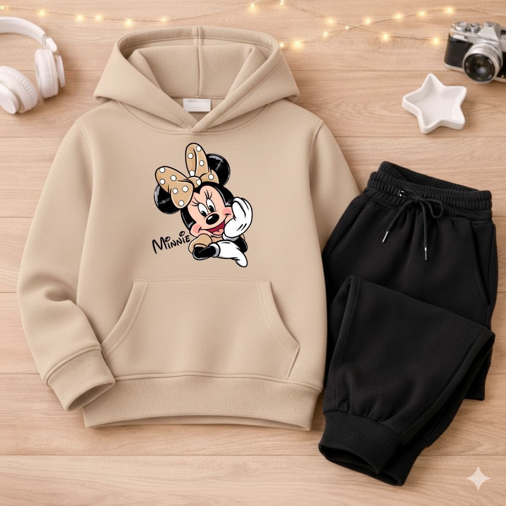 CONJUNTO Infantil Moletom Minnie Menina Inverno com Capuz e Bolso Canguru – Agasalho de Frio Quentinho e Confortável