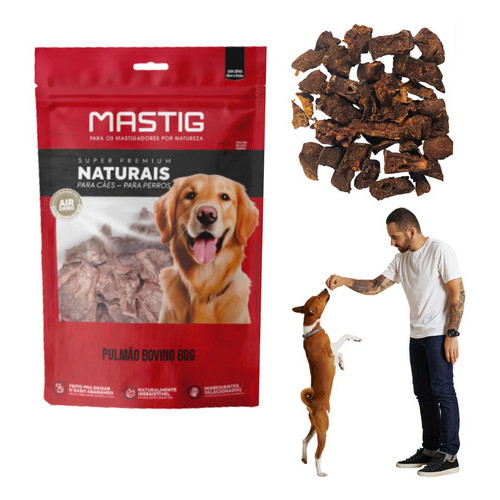 Petisco Natural Torresminho P/ Pet Pulmão Bovino Mastig 80g Cachorro Ideal para Adestramento