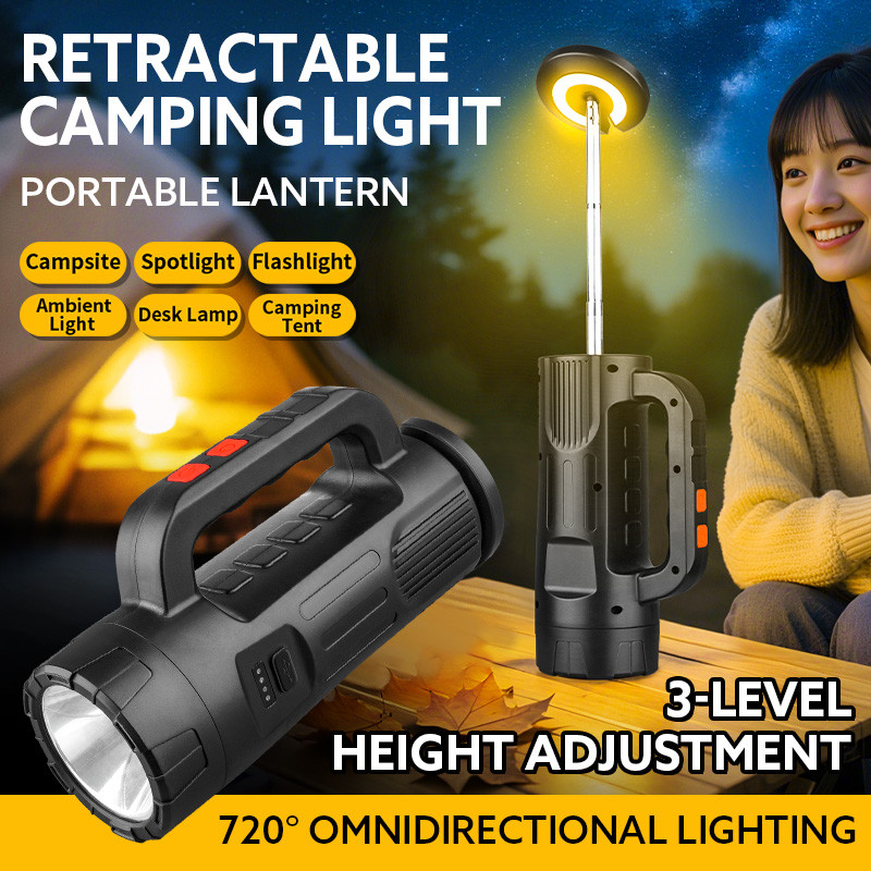 Lanterna LED Recarregável Com 6 Modos De Iluminação Luz Telescópica De Acampamento De Emergência À Prova D'água Para Uso