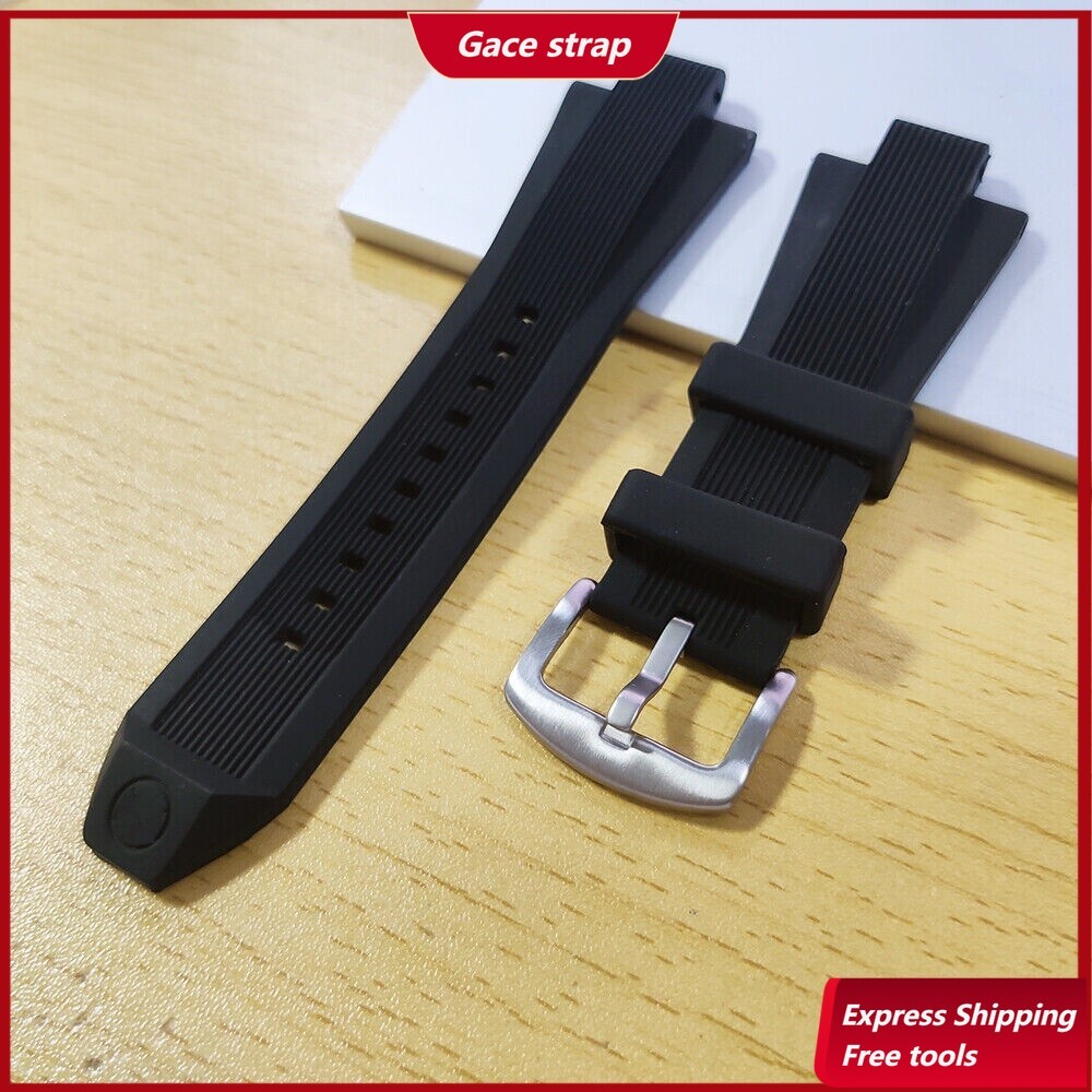 Para Michael Kors Dylan MK8152 9020 9026 29x13mm Pulseira De Relógio De Borracha Preta