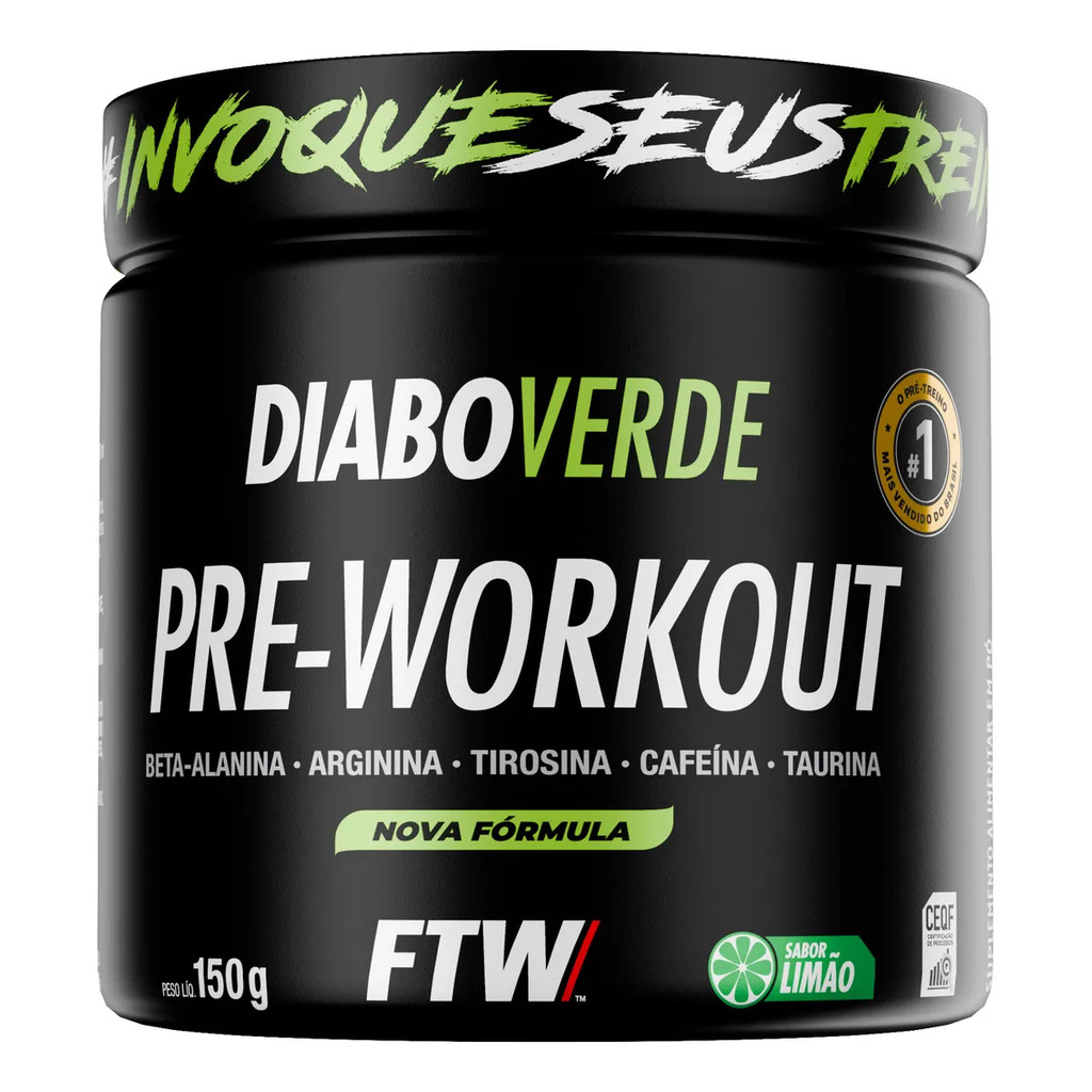 Suplemento Em Pó Verde Pre Treino Pre Workout Pote 150g Sabor Limão FTW