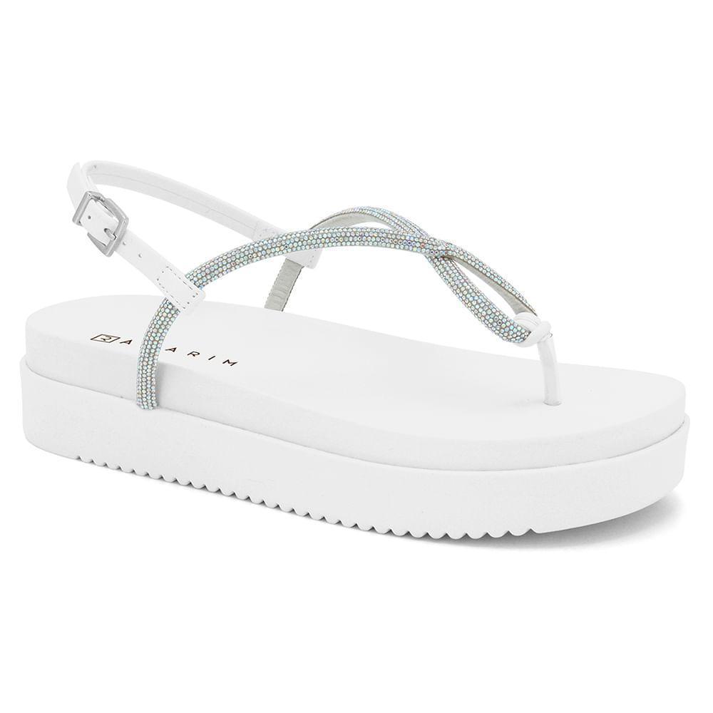 Sandália Flatform Papete Ramarim Strass Casual
