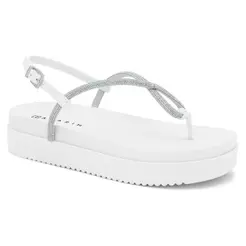 Sandália Flatform Papete Ramarim Strass Casual