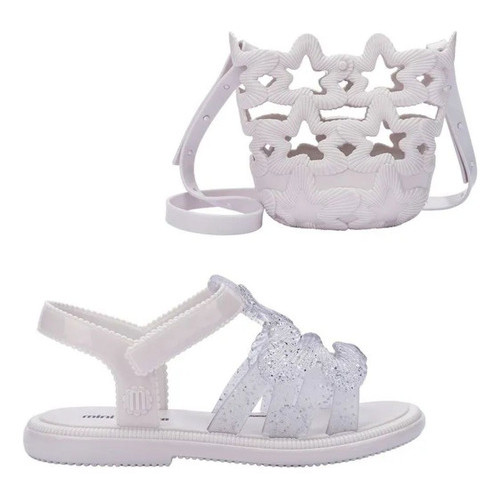 Kit Mini Melissa + Bolsa Luminous Baby Branco Glitter