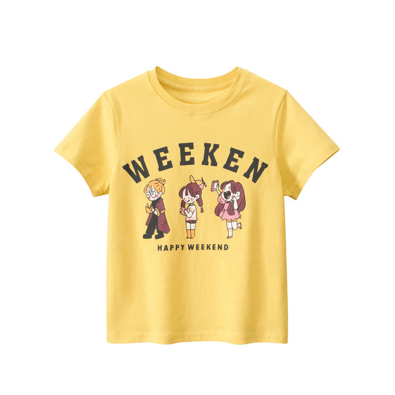 Grrrr Marca Penteado Algodão Roupas Infantis Camiseta Infantil de Manga Curta Médio Grande Crianças Meninas Jovens Verão