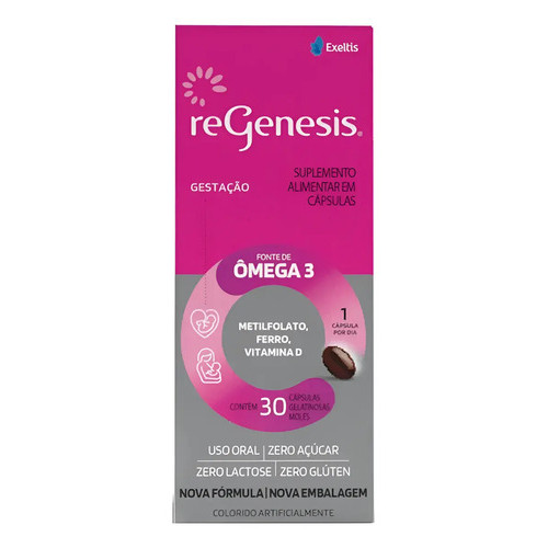 Regenesis Ômega 3 Dha Para Gestantes Exeltis 30 Cápsulas Moles Sem Sabor