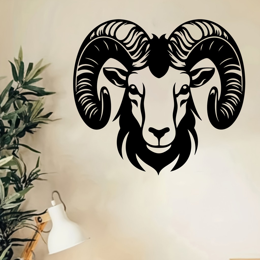 Escultura De Arte De Parede Com Cabeça De Ram De Metal Oláyoung , Decoração De Chifre De Ferro À Prova De Ferrugem Para