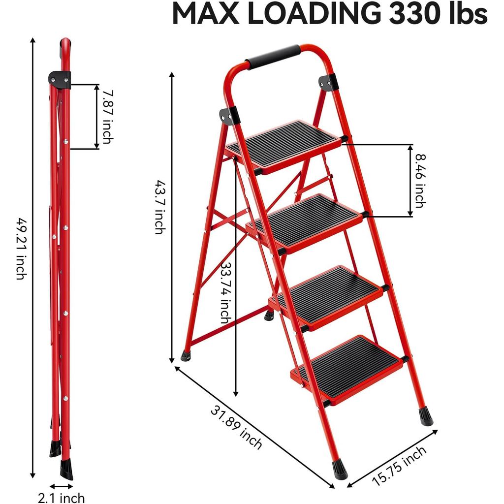 Escada KINGRACK De 4 Degraus , Banco Dobrável Com Pedal Antiderrapante E Largo , Leve Corrimãos , Portátil Para Cozinha