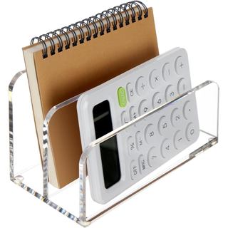 Organizador de Documentos em Acrílico DINGHUO para Mesa, 2 Seções Transparentes, Organizador de Documentos Pequenos para