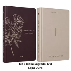 Kit 2 Bíblia Sagrada | NVI Letra Grande | Capa Dura | Capa Creme + Ganache