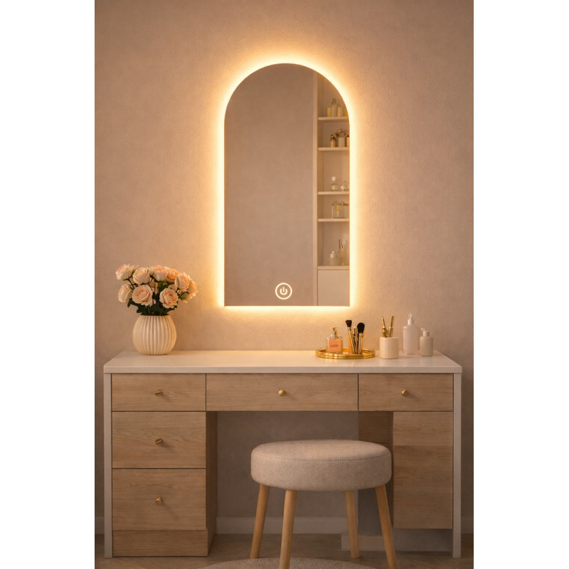 Espelho Capela LED 120x60 Luz Fria ou Quente Botão Touch Parede Banheiro Hall Penteadeira