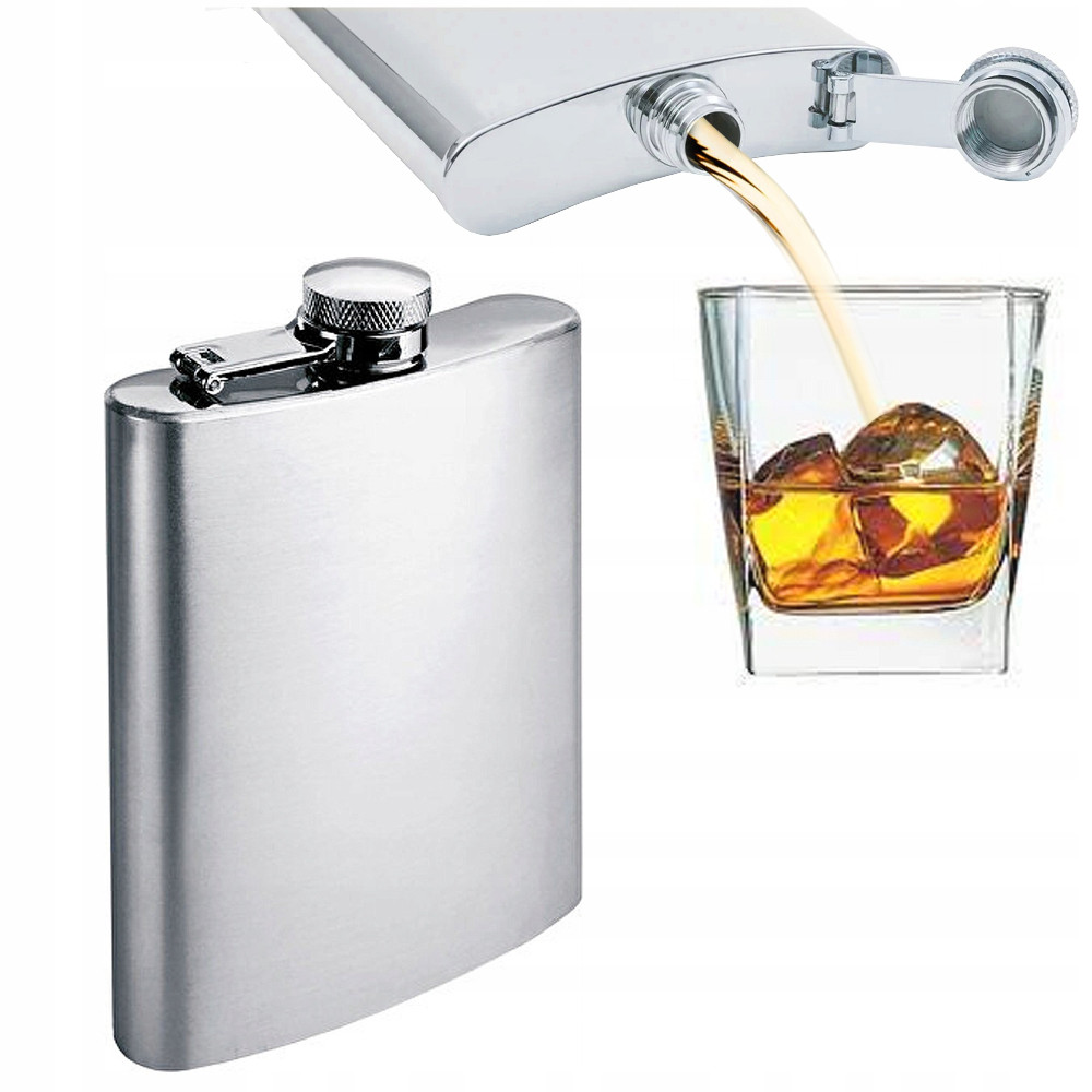 Cantil de Bolso em Aço Inox 8 onças – Porta Bebida Whisky, Vodka e Rum