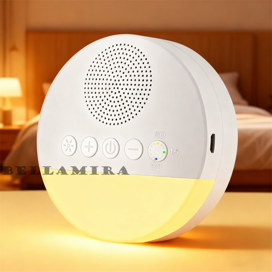 Reprodutor Portátil de Som de Sono para Crianças Música e Ruído Branco Dispositivo Auxiliar de Sono com Música e Luz