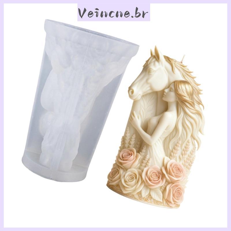 VEI Rosa Cavaleiro Menina Estátua Moldes Silicone Fácil Desmoldagem Calor Molde Para Resina Ep