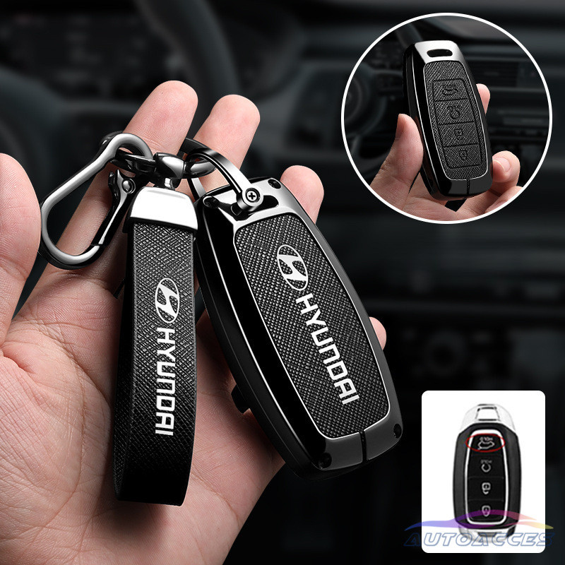 Capa De Chave Remota De Carro Em Liga De Zinco Para Hyundai Accent 2021 2023 2024 2026 Kona Santafe Elantra 2023 Couro F