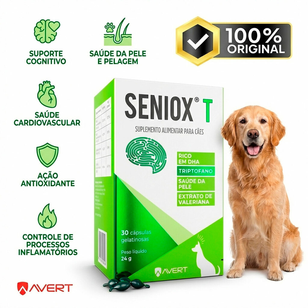 Seniox T Avert Ômega-3 30 Cápsulas Para Cães Idosos
