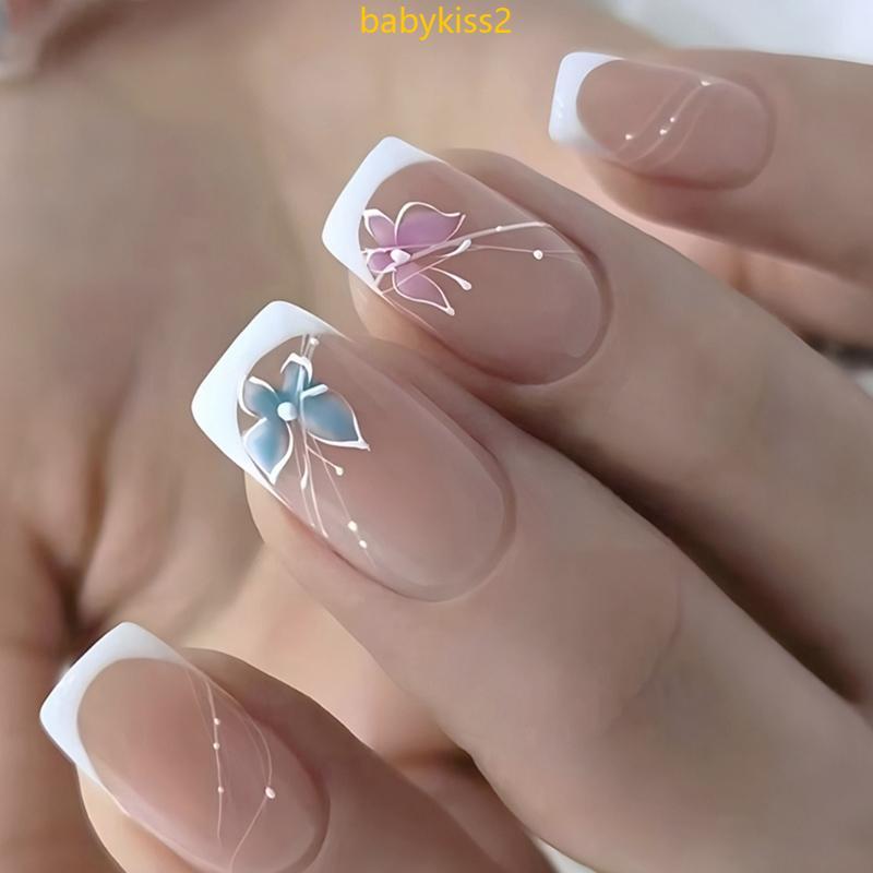 Prensa Grau Salão Design Borboleta Francesa Unhas Usando ABS Durabilidade