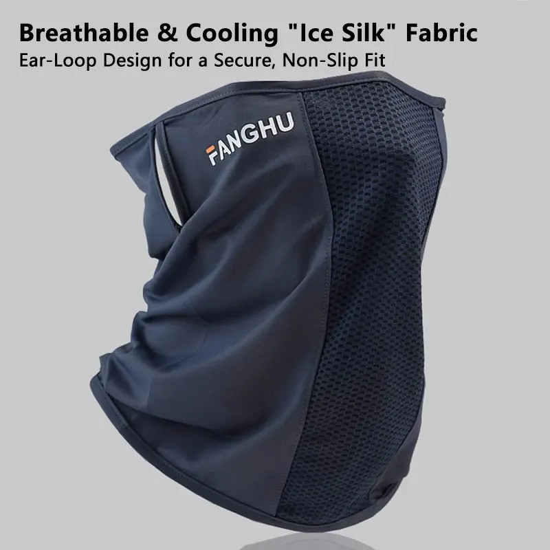 Malha Respirável Orelha Loop Máscara Protetor Solar Elástico Anti-UV Rosto Cobrindo Fino Esportes Pescoço Gaiter Para Mu