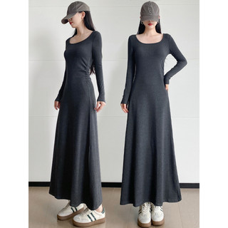 Design sentimento enrugado cintura estreita vestido de manga comprida feminino outono inverno elegante fino ajuste sobre