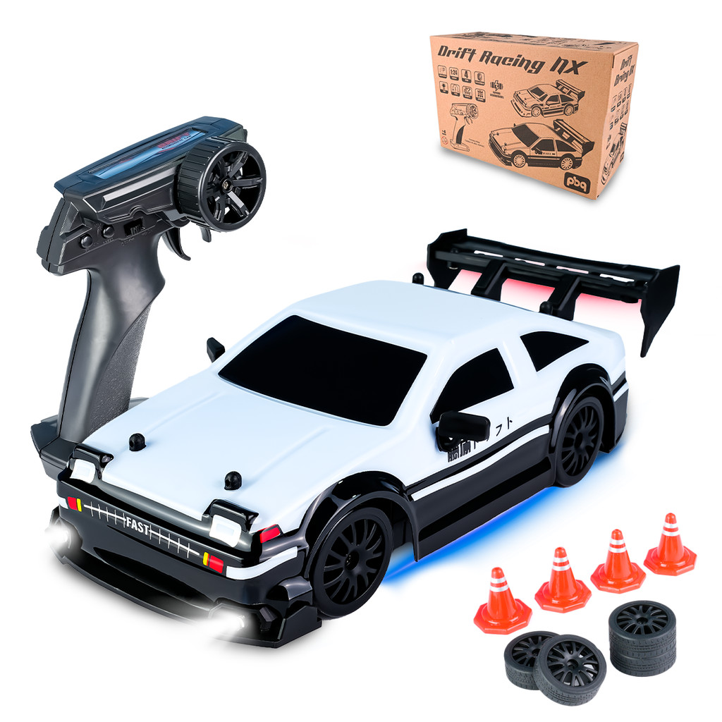 Brinquedo Carrinho Drift Controle Remoto Toyota AE86 Trueno Com Luzes Recarregável Skyline GTR
