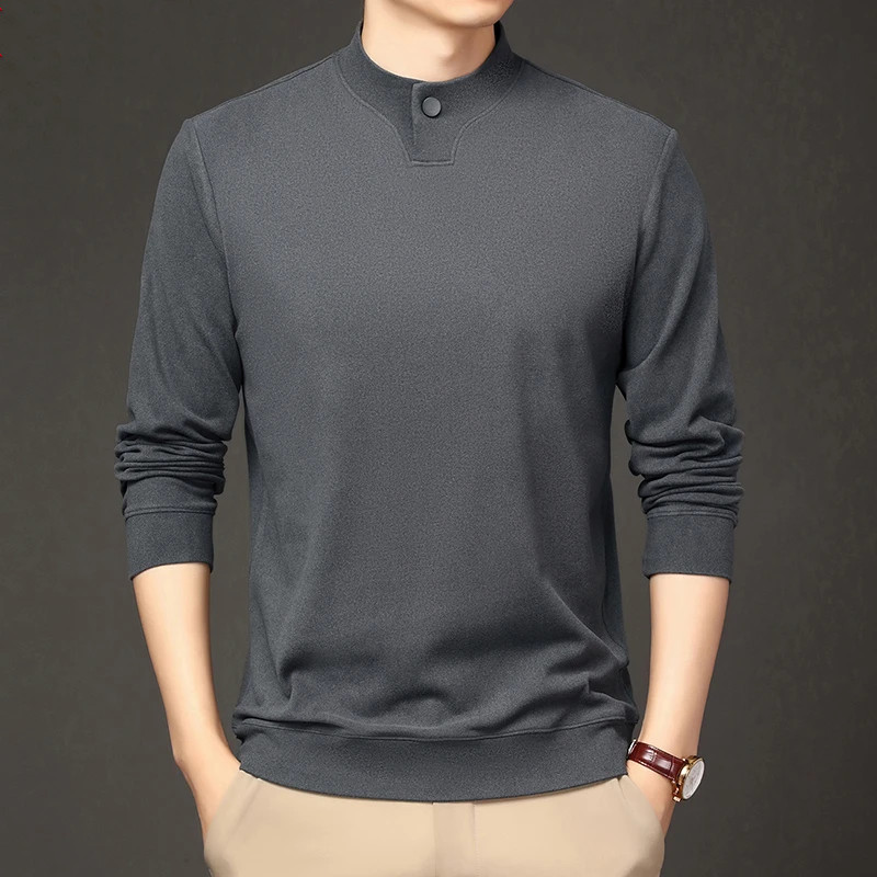 [Novo estilo chinês gola alta] amigável à pele confortável outono inverno quente moda moletom masculino longo @-