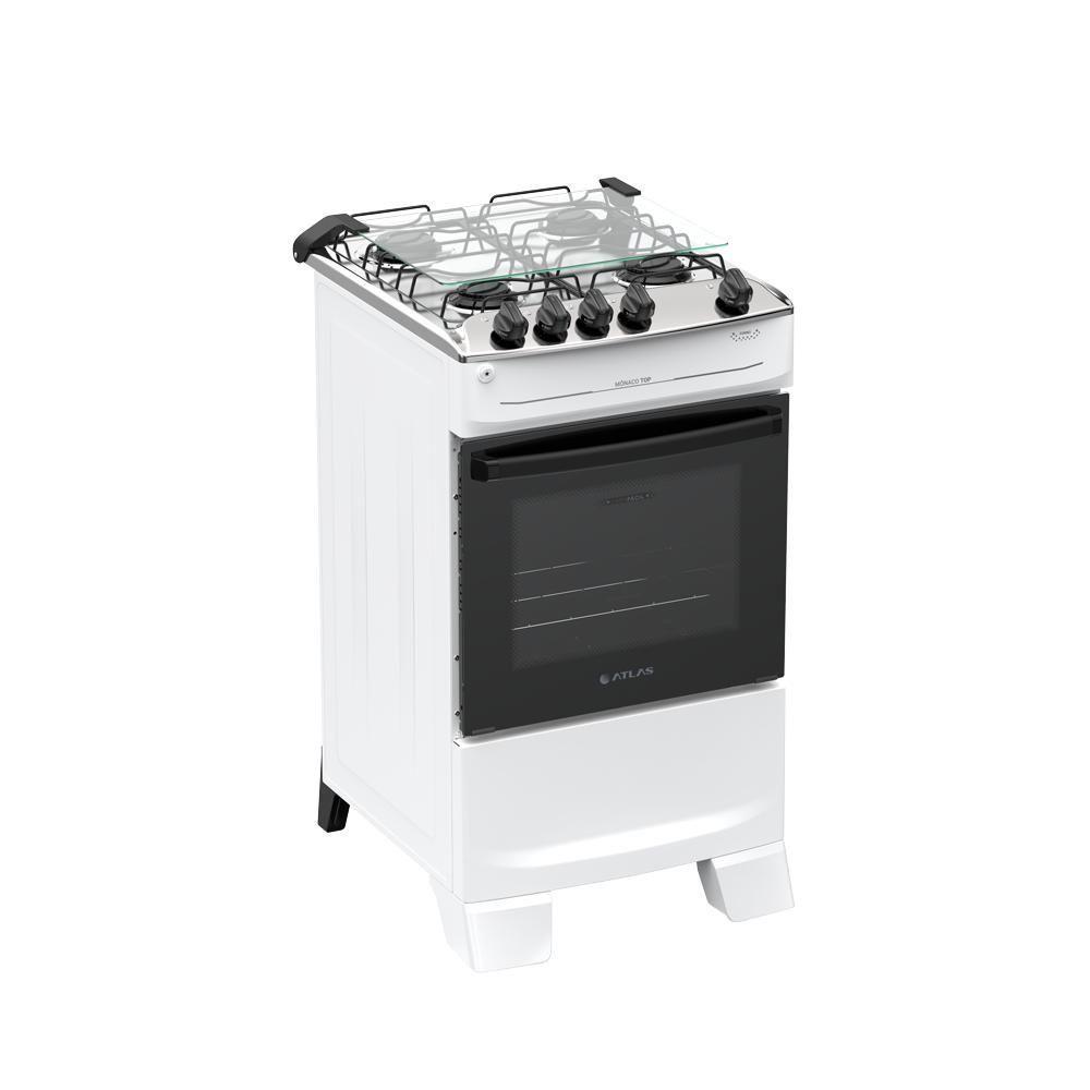 Fogão 4 Bocas Atlas Mônaco Top Mesa De Inox A Gás Bivolt Branco