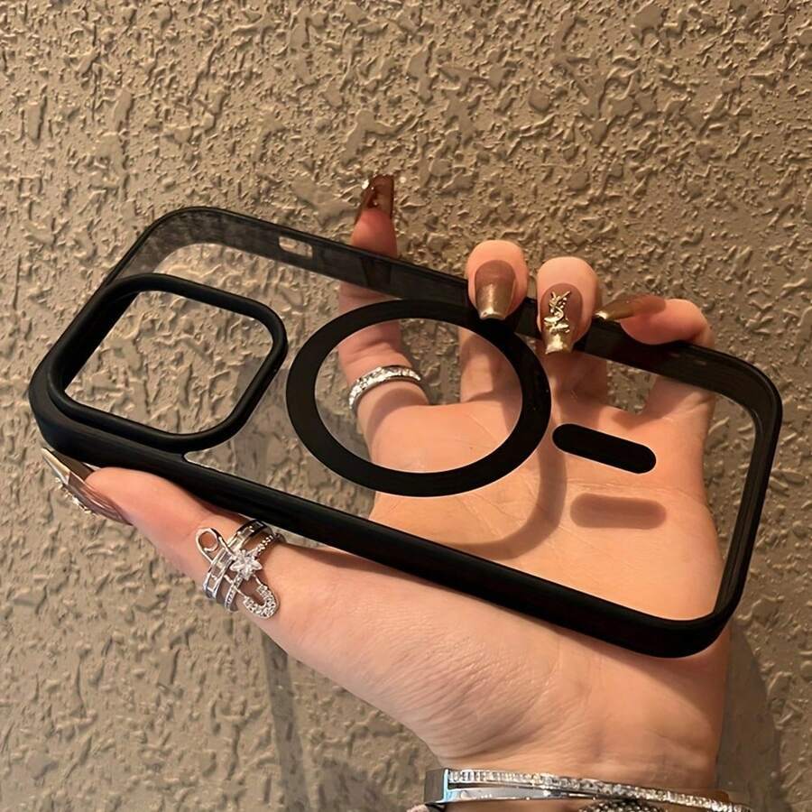 Capa de telefone com carregamento sem fio magnético transparente e elegante, compatível com iPhone 17 16 15 14 13 12 11 