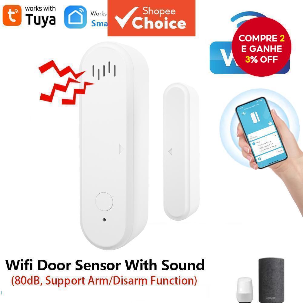 Sensor de Porta Grafite Smart WiFi 80dB Sensor de Janela de Som Sensor de Porta de Alarme APP Sensor de Porta de Alarme