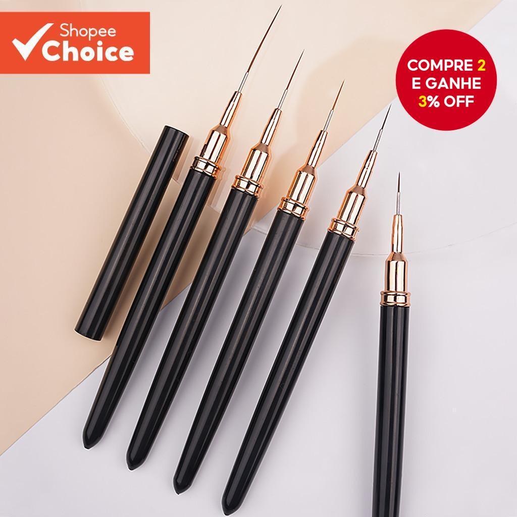 Conjunto de 5 peças de pincéis de Manicure conjunto de Manicure linha ultrafina desenho caneta linha desenho gancho linh