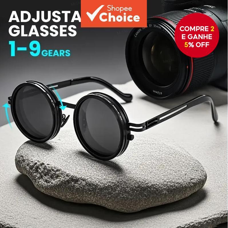 Óculos de sol polarizados com cor de lente ajustável, equipados com filtro ND2-400 e lentes protetoras UV400