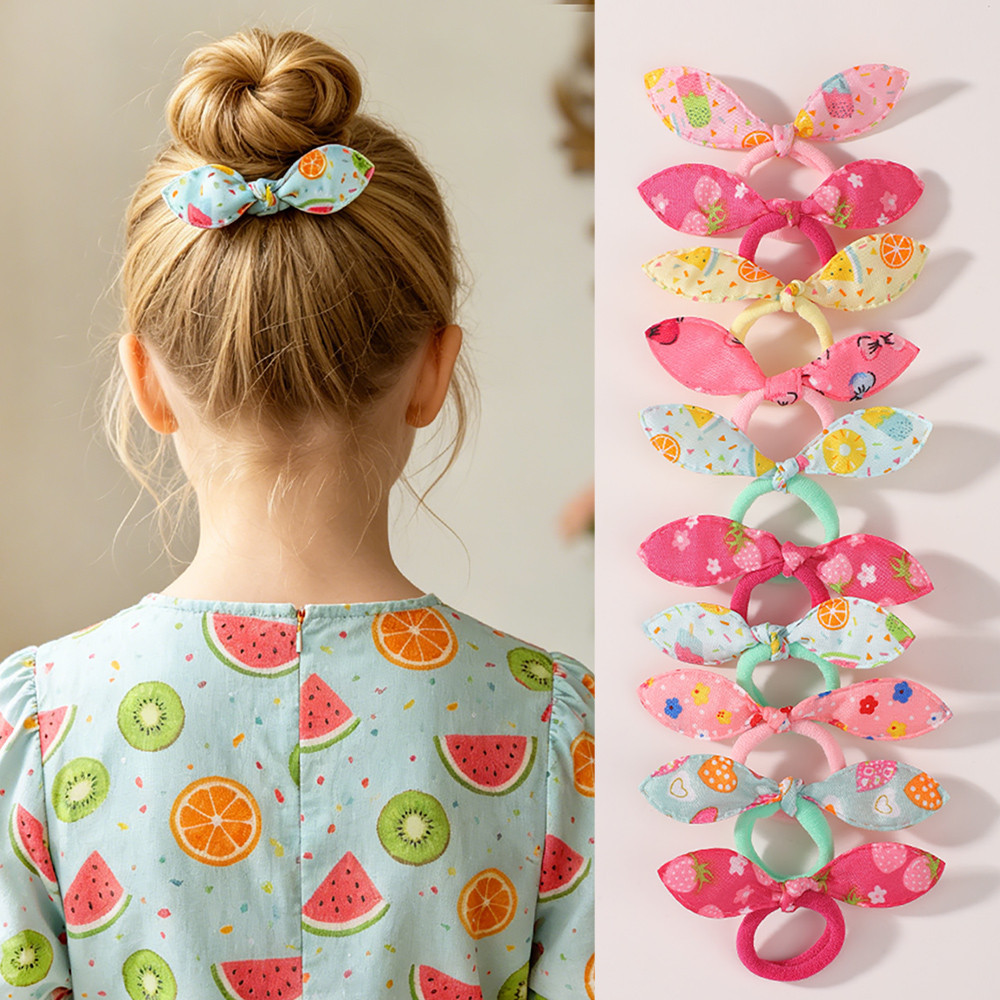 10 Pçs/Lote Crianças Colorido Arco Faixas De Cabelo Fita Scrunchie Para Meninas Elástico Laço Cabeça Corda Acessórios O