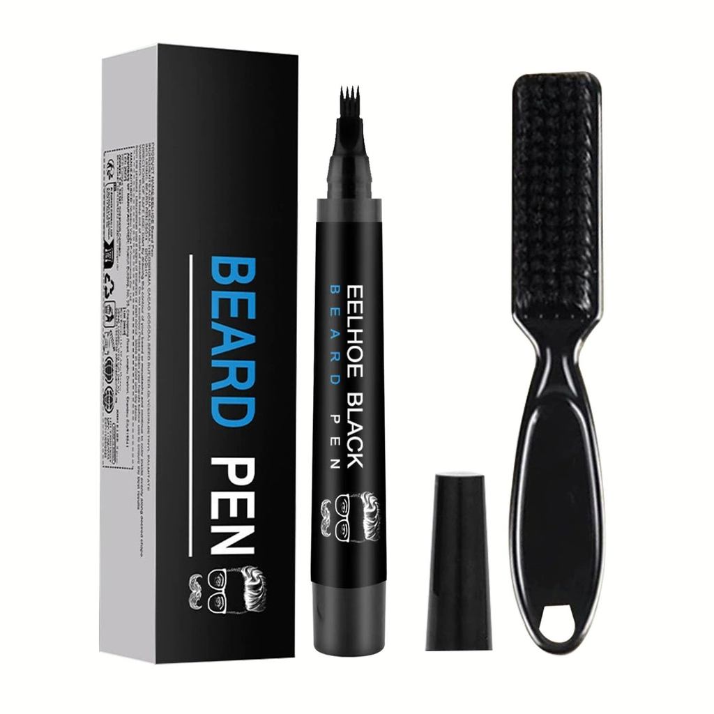 Kit Impermeável para Preenchimento de Barba para Homens - Lápis, Caneta, Marcador Escurecedor com Acabamento Natural par