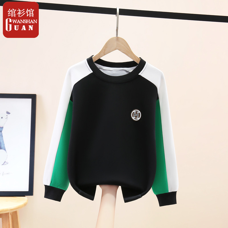 Crianças roupas moletom primavera novo estilo meninos camiseta de manga comprida crianças roupas contraste cor grandes m