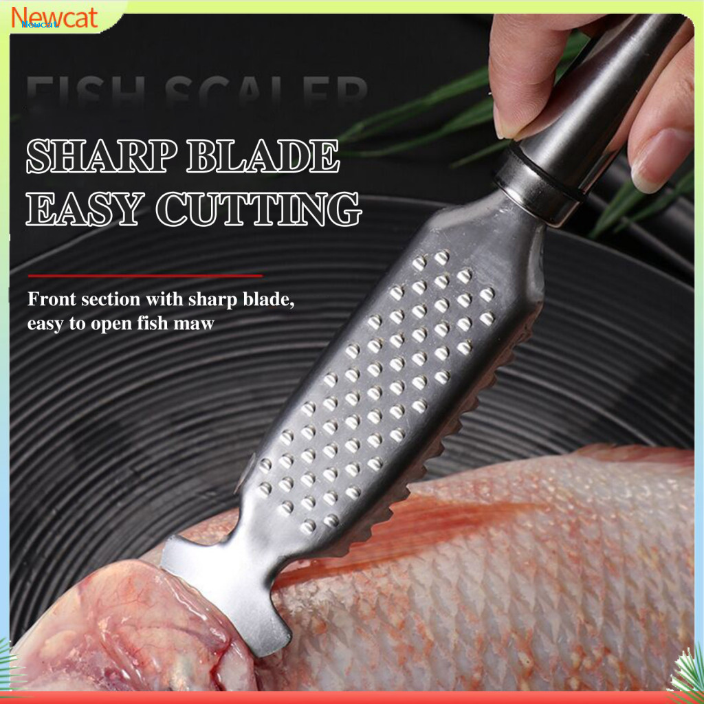 Fish Scaler Tool Easy Scaling Stainless Steel with Double-row Grooves Ergonomic Handle Scraper for and Efficient Scale f